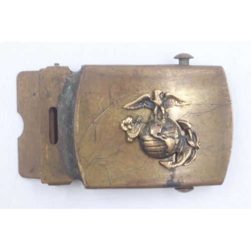 2070 - Vietnam War period Theatre-Made brass USMC Buckle. UK P&P Group 1 (£16+VAT for the first lot and £2+... 