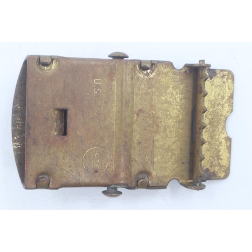 2070 - Vietnam War period Theatre-Made brass USMC Buckle. UK P&P Group 1 (£16+VAT for the first lot and £2+... 