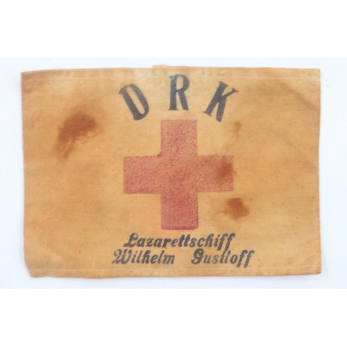 2072 - WWII German Red Cross Armband from the Hospital Ship MV William Gustloff. These were worn by volunte... 