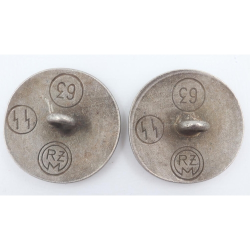 2077 - Rare pair of Waffen SS Initiation cloak fasteners. UK P&P Group 1 (£16+VAT for the first lot and £2+... 