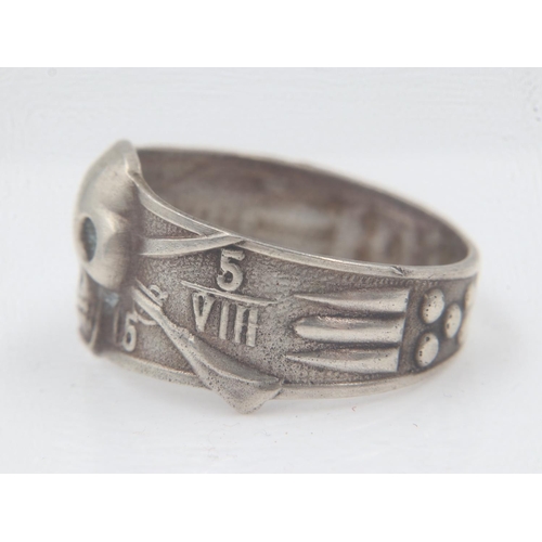 2078 - WWI Imperial German patriotic silver Skull ring, marked Warsaw 5 August 1915, UK Size T, US Size 10.... 