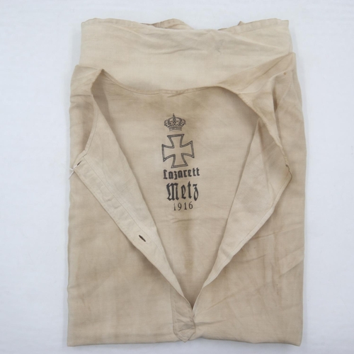 2081 - WWI Imperial German patients, night shirt, dated 1916. From a Field Hospital in Metz, France. UK P&P... 