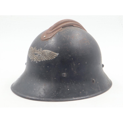 2090 - WWII captured Czech M-30 Helmet used by the Germans as a Luftshutz helmet (Air Raid Police). UK P&P ... 