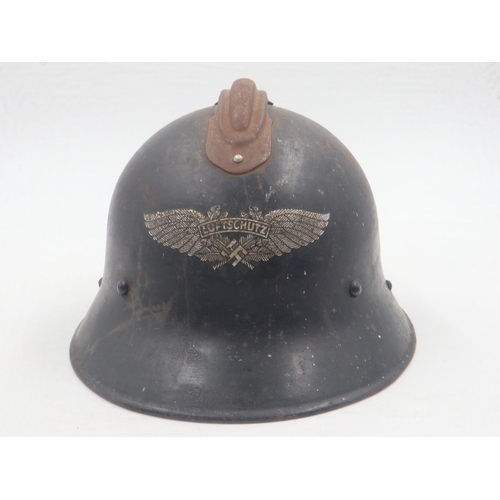 2090 - WWII captured Czech M-30 Helmet used by the Germans as a Luftshutz helmet (Air Raid Police). UK P&P ... 