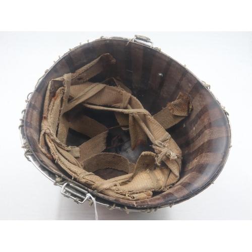 2092 - WWII US front-seam M1 Medics Helmet with Firestone liner and camouflage net. UK P&P Group 2 (£20+VAT... 