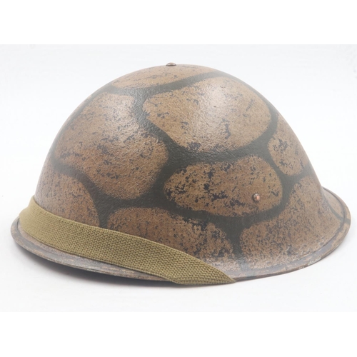 2093 - British 1944 Pattern Turtle helmet, painted in Maltese Rubble camouflage. Malta was one of the heavi... 