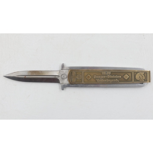 2099 - Third Reich 12th Waffen SS Hitler Youth Panzer Division folding knife. Maker Gottleib, Hammerfahr, S... 