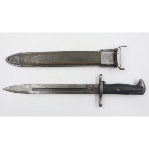 2110 - WWII US M1 Garand Bayonet with composite scabbard. Maker Uticia Cutlery. UK P&P Group 2 (£20+VAT for... 