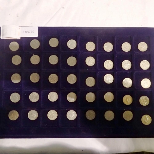 1118 - Tray of 40 predecimal sixpence coins. UK P&P Group 1 (£16+VAT for the first lot and £2+VAT for subse... 