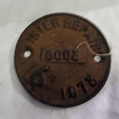 1188 - 1972 railway wagon repair plate. UK P&P Group 1 (£16+VAT for the first lot and £2+VAT for subsequent... 