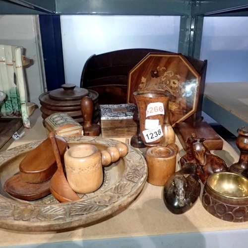 1238 - Assorted carved wooden items, including a letter rack. Not available for in-house P&P