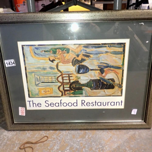 1434 - Large framed restaurants print. Not available for in-house P&P