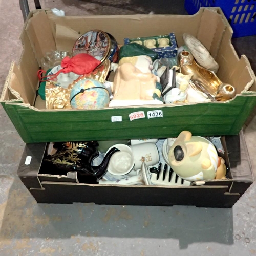 1436 - Two boxes of mixed ceramics. Not available for in-house P&P