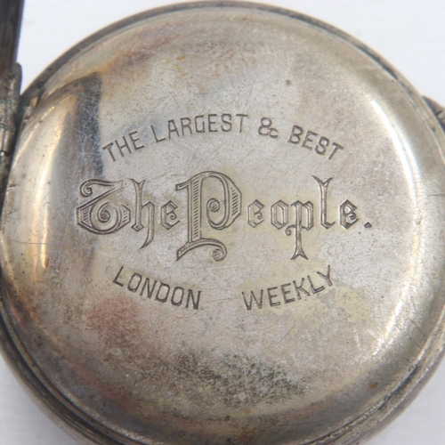 40 - Continental 800 silver fob watch, the inner-back plate engraved for The People (magazine) London wee... 