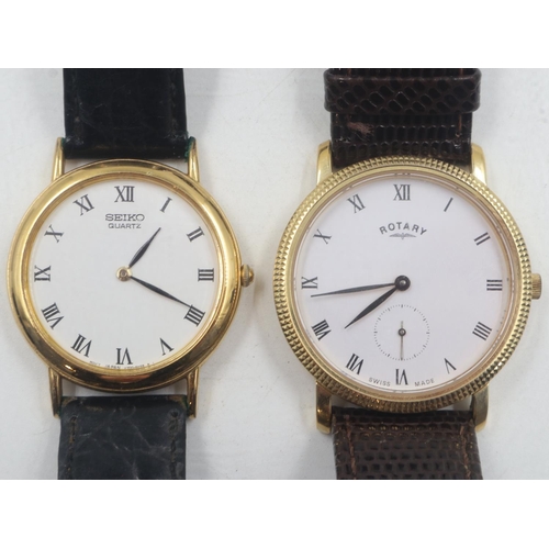 49 - SEIKO and ROTARY Elite gents wristwatches, require batteries. UK P&P Group 1 (£16+VAT for the first ... 