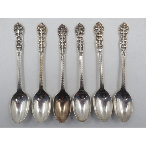 57 - Set of six hallmarked silver teaspoons with pierced grips, combined 79g. UK P&P Group 1 (£16+VAT for... 