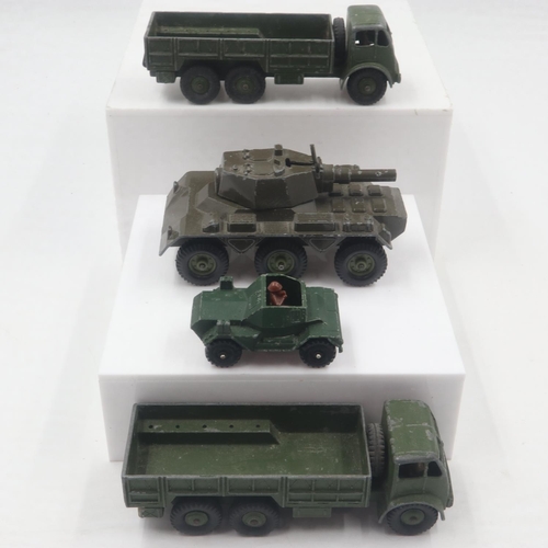 65 - Four diecast military vehicles, including two Dinky, one Corgi and another. UK P&P Group 1 (£16+VAT ... 