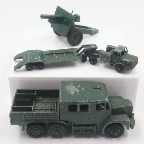 67 - Three diecast military vehicles: Lesney, Britking, and Matchbox. UK P&P Group 1 (£16+VAT for the fir... 