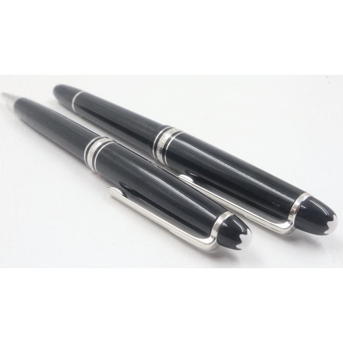 70 - MONT BLANC MEISTERSTUCK: two-pen set in black, fountain pen with 14ct gold nib, no box. UK P&P Group... 