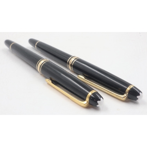 71 - MONT BLANC MEISTERSTUCK: two-pen set in black, fountain pen with 14ct gold nib, no box. UK P&P Group... 