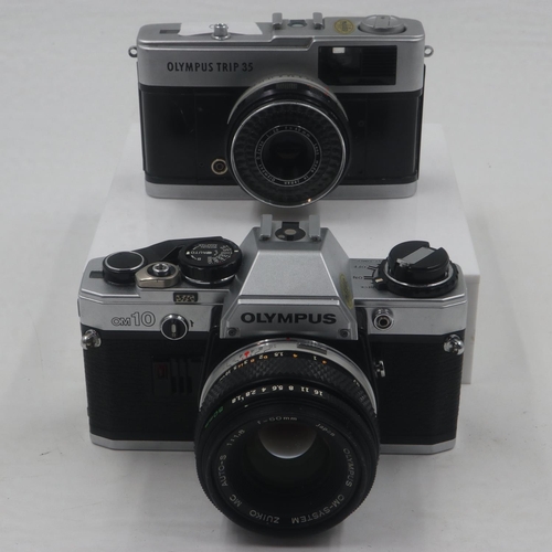 82 - Olympus OM10 and Olympus trip 35. UK P&P Group 2 (£20+VAT for the first lot and £4+VAT for subsequen... 