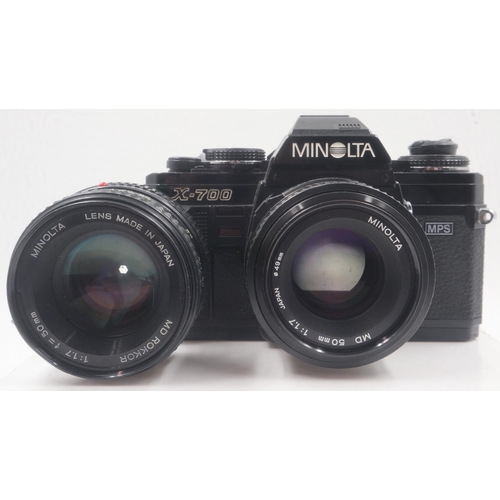 85 - Minolta x700 and two lenses. UK P&P Group 2 (£20+VAT for the first lot and £4+VAT for subsequent lot... 