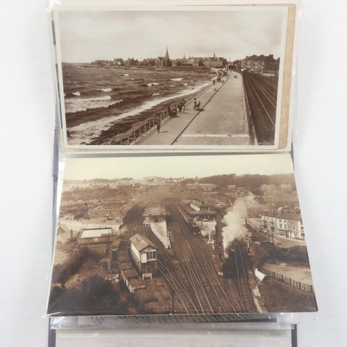 129 - Album of railway station postcards, approx 100. UK P&P Group 2 (£20+VAT for the first lot and £4+VAT... 