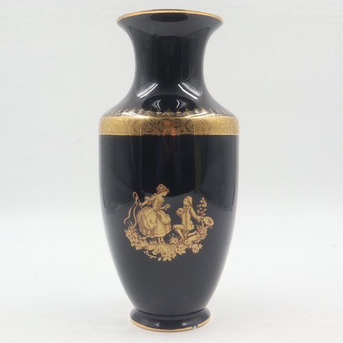 187 - Limoges Florance vase with gilt decoration. Tiny chip to base rim, H: 30 cm. UK P&P Group 2 (£20+VAT... 