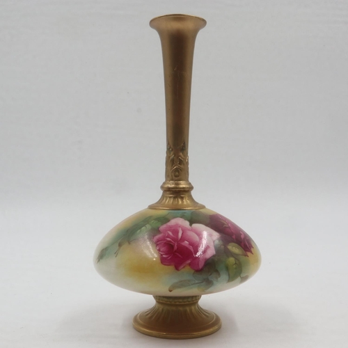 200 - Royal Worcester roses vase shape 1748 restored, H: 19 cm. UK P&P Group 1 (£16+VAT for the first lot ... 