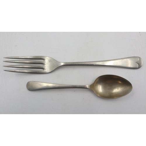 60 - Steel WWII period spoon and fork with military crows foot stamp. UK P&P Group 1 (£16+VAT for the fir... 