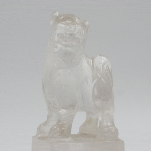 237 - Rock crystal Fo Dog on a plinth, H: 9 cm. UK P&P Group 1 (£16+VAT for the first lot and £2+VAT for s... 