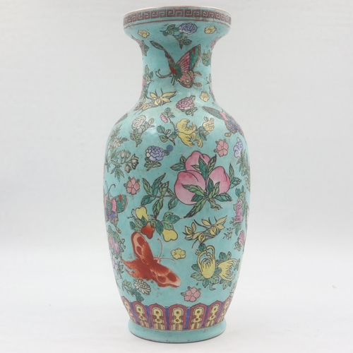 242 - Large famille vert Chinese vase, H: 40 cm. UK P&P Group 3 (£30+VAT for the first lot and £8+VAT for ... 