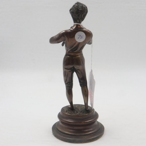 258 - Brass figurine of a boy playing a pipe, H: 26 cm. UK P&P Group 2 (£20+VAT for the first lot and £4+V... 