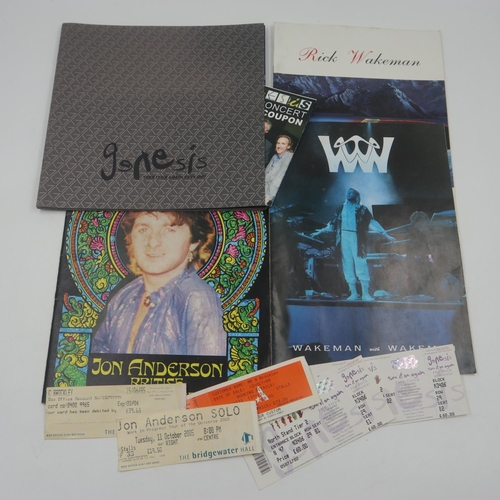 289 - Tour programmes and tickets for Genesis, Jon Anderson and Rick Wakeman (2), with some tickets. Genes... 