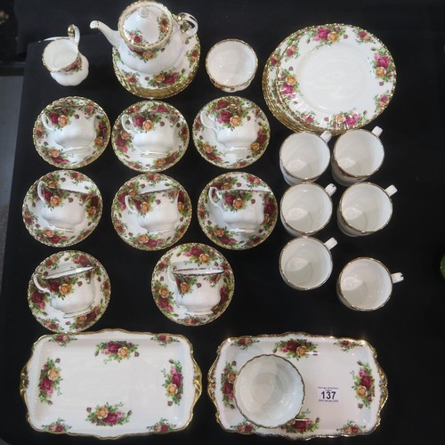 137 - Royal Albert Old Country Roses tea service. Not available for in-house P&P