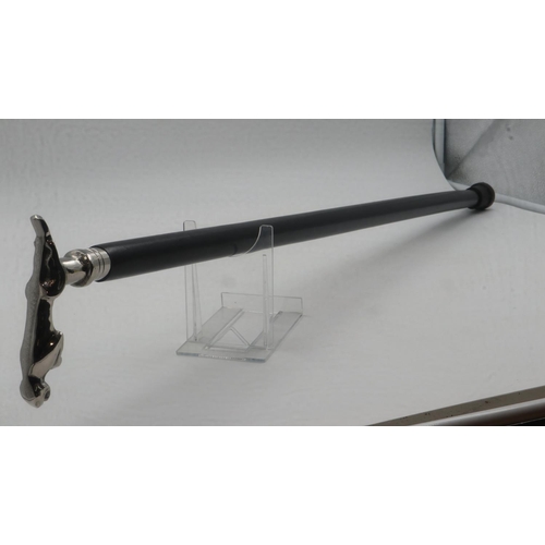 266A - Chrome Jaguar handled walking stick, ebonised wood, L: 90 cm. Not available for in-house P&P