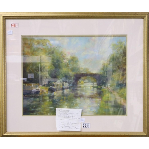 2011 - Steven Bewsher (b. 1964): pastels, spring canal scene (Stockton Heath, Cheshire), with purchase rece... 