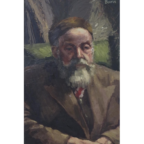 2013 - Bunn (20th century): oil on board half length seated portrait, bearded gentleman, signed UR, image 3... 