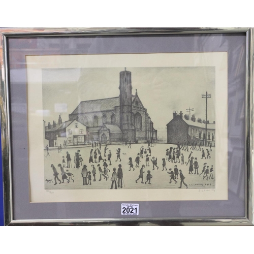 2021 - Laurence Stephen Lowry RA (1887-1976): artist signed limited edition print, St Marys Church Beswick,... 