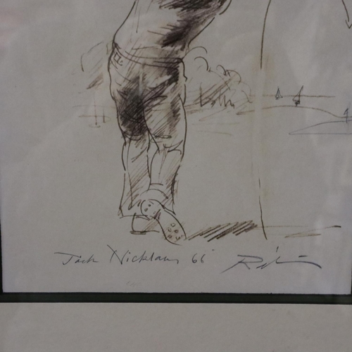 2024 - Harold Riley (1934-2023): two artist signed limited edition prints, Jack Nicklaus '66 (image 17 x 22... 