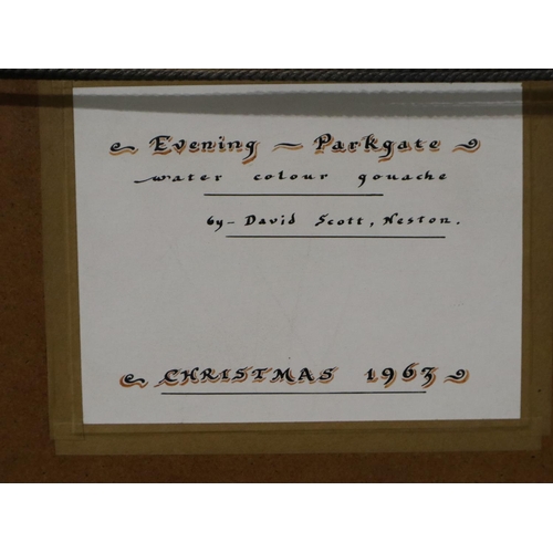 2028 - David Scott (20th century): watercolour gouache, Evening Parkgate Christmas 1963, signed LR, image 3... 