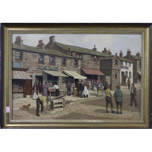 2029 - R R Berry (20th century): oil on canvas, street scene with figures (possibly Albert Road), image 89 ... 