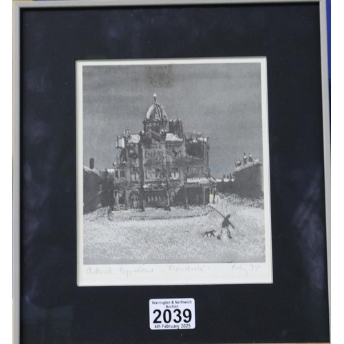 2039 - Harold Riley (1934-2023): artist signed print, Ardwick Hippodrome Manchester, dated (date indistinct... 