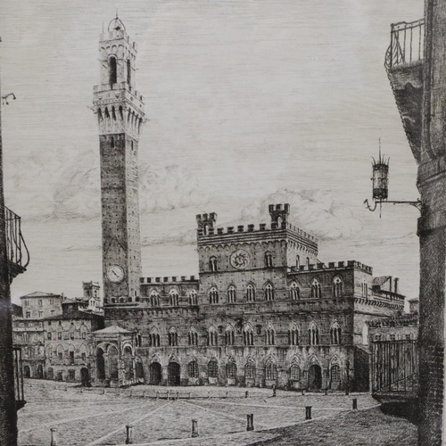 2048 - Raffaeli (19th century): aquatint engraving, Piazza del Campo di Siena, image 26 x 30 cm, overall 47... 