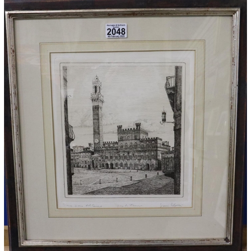 2048 - Raffaeli (19th century): aquatint engraving, Piazza del Campo di Siena, image 26 x 30 cm, overall 47... 