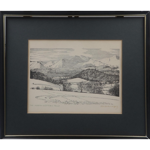 2059 - Alfred Wainwright (1907-1991): artist signed lithograph, The North-Western Fells, image 23 x 18cm, o... 