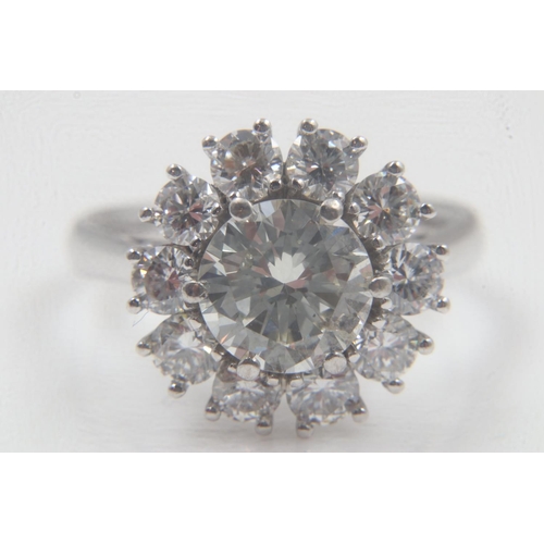 15 - 18ct white gold diamond-set cocktail ring, centre diamond 2cts, surrounded by a further 1.50cts, tot... 