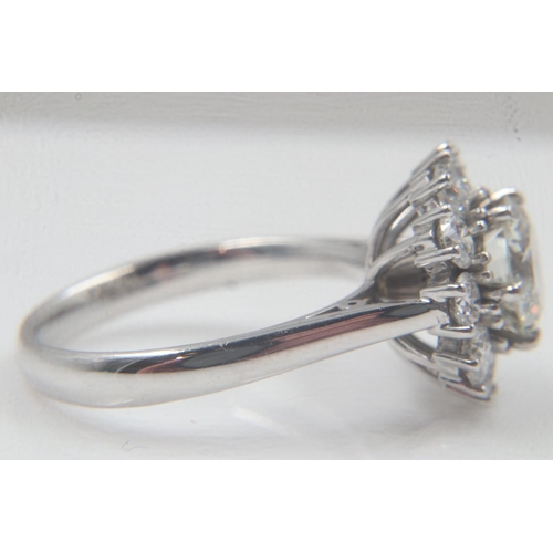 15 - 18ct white gold diamond-set cocktail ring, centre diamond 2cts, surrounded by a further 1.50cts, tot... 