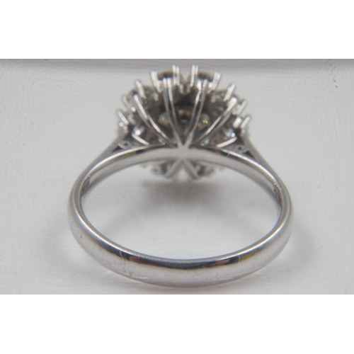 15 - 18ct white gold diamond-set cocktail ring, centre diamond 2cts, surrounded by a further 1.50cts, tot... 