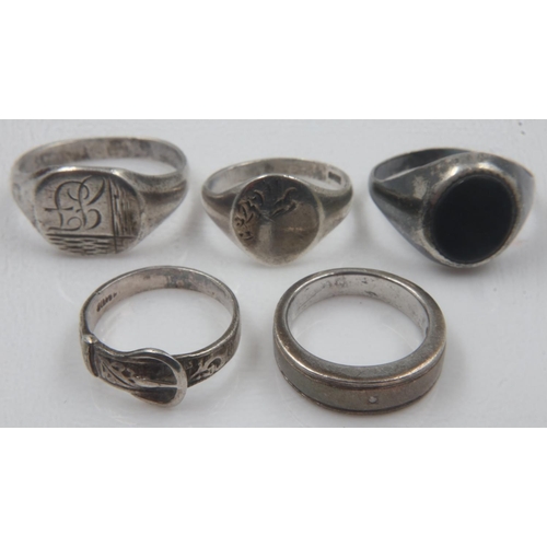 16 - Five silver rings, one set with a small diamond, combined 24g. UK P&P Group 0 (£6+VAT for the first ... 